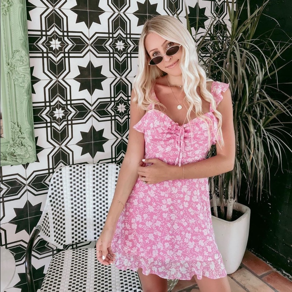 PINK FLORAL MINI DRESS